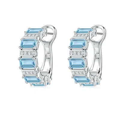 Angara Lee Harris X  2.79 Ctw Drew Aquamarine Hoop Earrings In Multi
