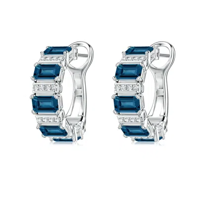 Angara Lee Harris X  3.79 Ctw Drew London Blue Topaz Hoop Earrings In Multi