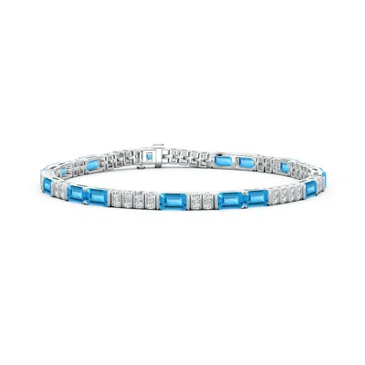 Angara Lee Harris X  6.28 Ctw Jenna Swiss Blue Topaz Tennis Bracelet