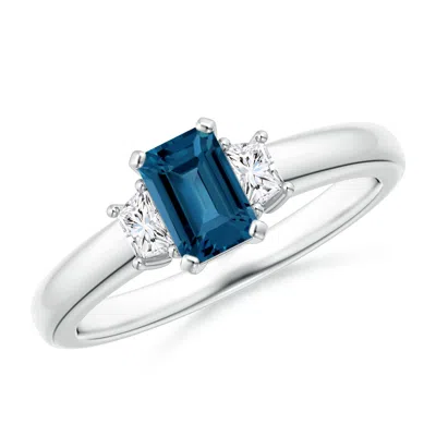 Angara London Blue Topaz And Diamond Three Stone Ring In Metallic