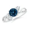 Angara London Blue Topaz And Diamond Twisted Vine Ring In White Gold/deep Greenish Blue