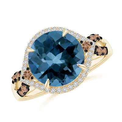 Angara London Blue Topaz Cocktail Ring With Coffee Diamond Accents In Multi