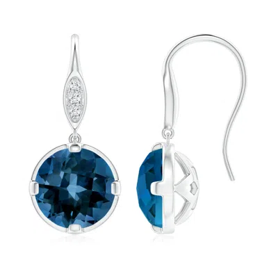 Angara London Blue Topaz Fish Hook Earrings With Diamond Accents In Metallic