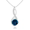 Angara London Blue Topaz Infinity Pendant With Diamond Accents In White Gold/deep Greenish Blue