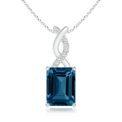 Angara London Blue Topaz Pendant With Diamond Entwined Bale In Metallic