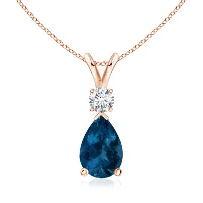 Angara London Blue Topaz Teardrop Pendant With Diamond