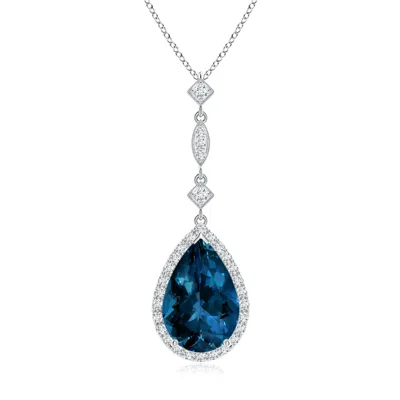 Angara London Blue Topaz Teardrop Pendant With Diamond Accents