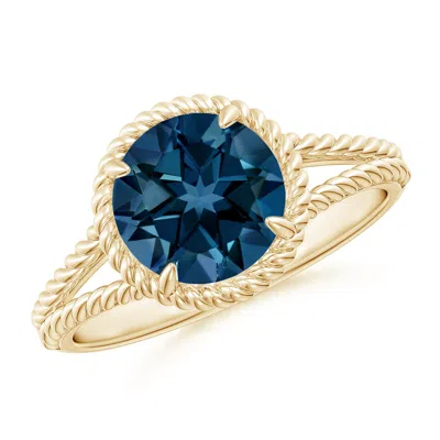 Angara London Blue Topaz Twist Rope Split Shank Ring In Gold