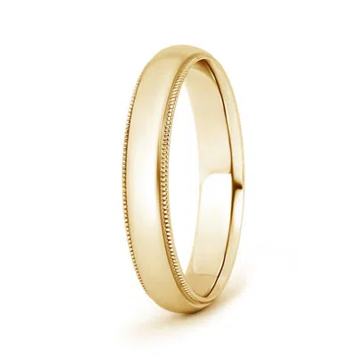 Angara Low Dome Comfort Fit Milgrain Wedding Band For Him In Yellow Gold