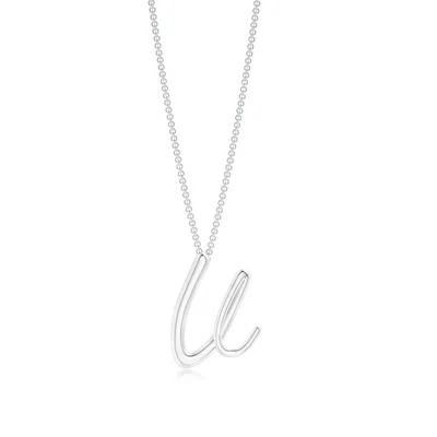 Angara Lowercase "v" Initial Pendant In White