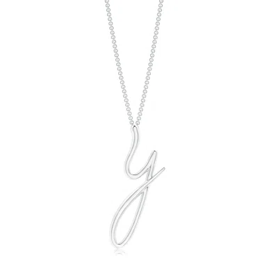 Angara Lowercase "y" Initial Pendant In Metallic