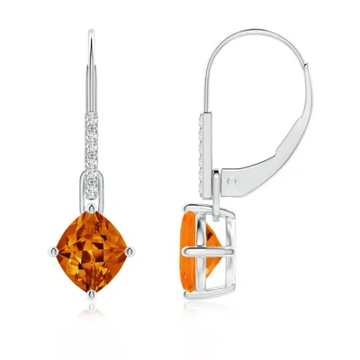 Angara Lozenge-shaped Citrine Leverback Dangle Earrings In Orange
