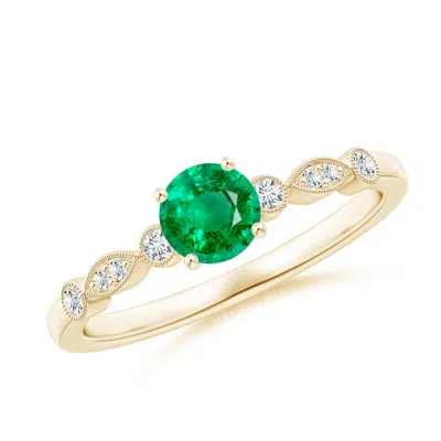 Angara Marquise And Dot Emerald Engagement Ring With Diamonds In Green
