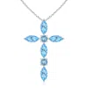 Angara Marquise And Round Aquamarine Cross Pendant In Platinum/swiss Blue