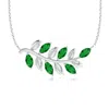 Angara Marquise Emerald Olive Branch Pendant In White Gold/rich Medium Green