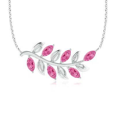 Angara Marquise Pink Sapphire Olive Branch Pendant In Metallic
