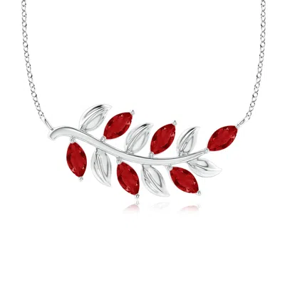Angara Marquise Ruby Olive Branch Pendant In Metallic