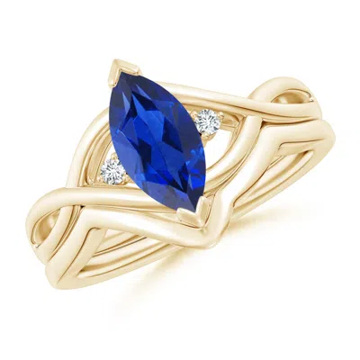Angara Marquise Sapphire And Round Diamond Infinity Bridal Set In Blue