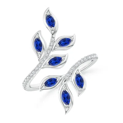 Angara Marquise Sapphire Olive Leaf Ring In Metallic