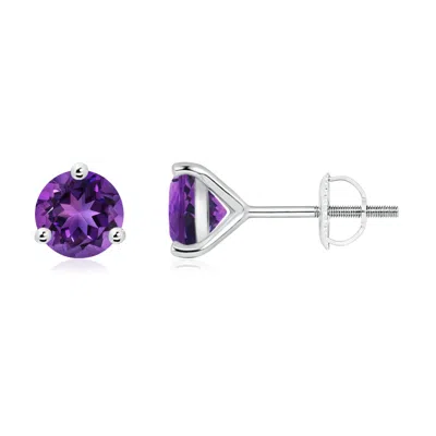 Angara Martini-set Round Amethyst Stud Earrings In Pattern