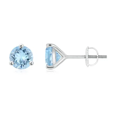 Angara Martini-set Round Aquamarine Stud Earrings In Gray