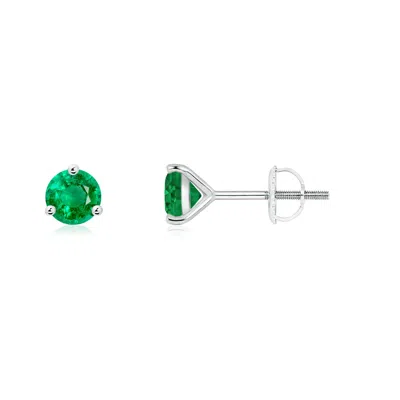 Angara Martini-set Round Emerald Stud Earrings In Green