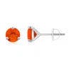 Angara Martini-set Round Fire Opal Stud Earrings In Platinum/orangish Red