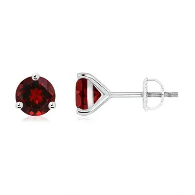 Angara Martini-set Round Garnet Stud Earrings In Red