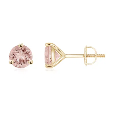 Angara Martini-set Round Morganite Stud Earrings In Pink