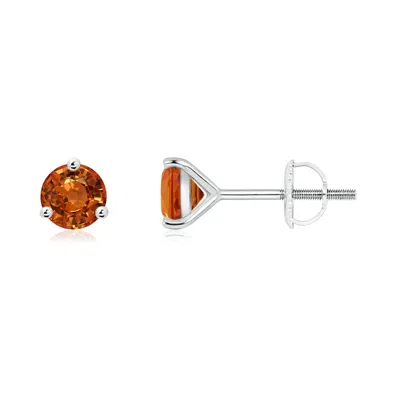 Angara Martini-set Round Orange Sapphire Stud Earrings In Brown