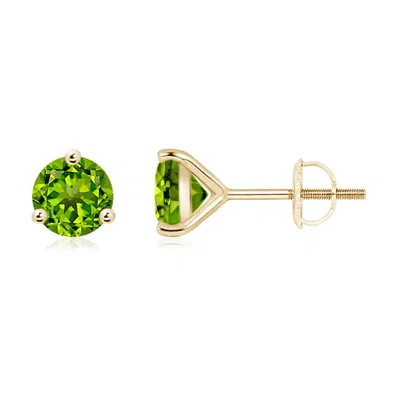 Angara Martini-set Round Peridot Stud Earrings In Metallic