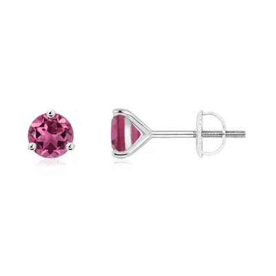 Angara Martini-set Round Pink Tourmaline Stud Earrings In Purple