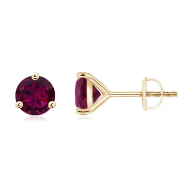 Angara Martini-set Round Rhodolite Stud Earrings In Purple