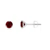 Angara Martini-set Round Ruby Stud Earrings In White Gold/deep Rich Red
