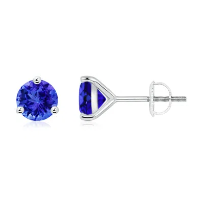 Angara Martini-set Round Tanzanite Stud Earrings In Blue