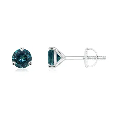 Angara Martini-set Round Teal Montana Sapphire Stud Earrings In Green