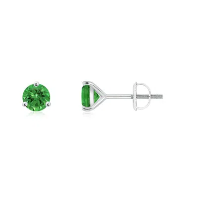 Angara Martini-set Round Tsavorite Stud Earrings In Green