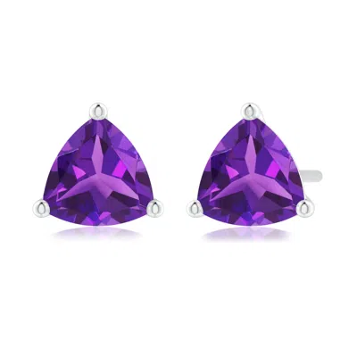 Angara Martini-set Trillion Amethyst Stud Earrings In Purple