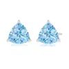 Angara Martini-set Trillion Aquamarine Stud Earrings In White Gold/swiss Blue