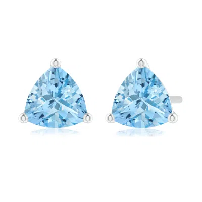 Angara Martini-set Trillion Aquamarine Stud Earrings In Blue
