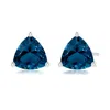 Angara Martini-set Trillion London Blue Topaz Stud Earrings In White Gold/deep Greenish Blue