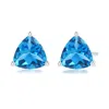 Angara Martini-set Trillion Swiss Blue Topaz Stud Earrings In Platinum/swiss Blue