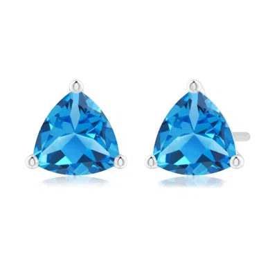 Angara Martini-set Trillion Swiss Blue Topaz Stud Earrings