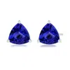 Angara Martini-set Trillion Tanzanite Stud Earrings In White Gold/deep Rich Violet Blue