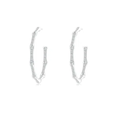 Angara Medium Circular Studded Indochine Bamboo Hoops In Metallic