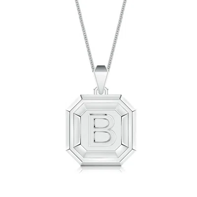 Angara Men's Capital 'b' Octagon Medallion Initial Pendant With Chain In Metallic