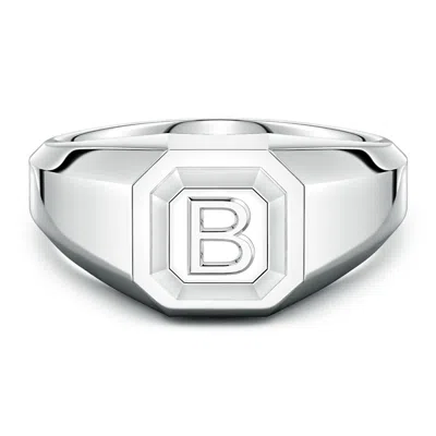 Angara Men's Capital 'b' Octagon Signet Ring In Silver
