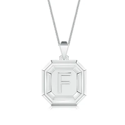 Angara Men's Capital 'f' Octagon Medallion Initial Pendant With Chain In Metallic