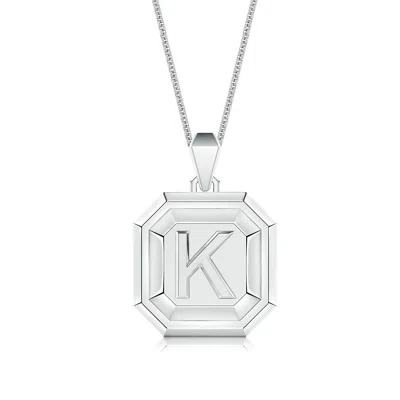 Angara Men's Capital 'k' Octagon Medallion Initial Pendant With Chain In Metallic