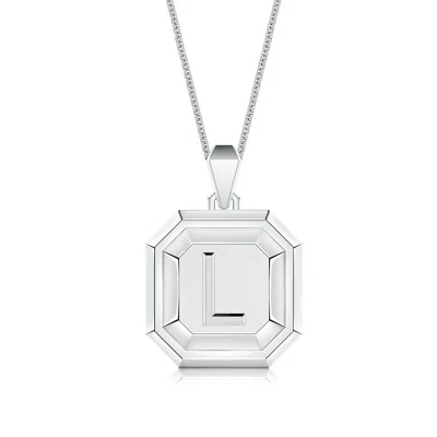 Angara Men's Capital 'l' Octagon Medallion Initial Pendant With Chain In Metallic
